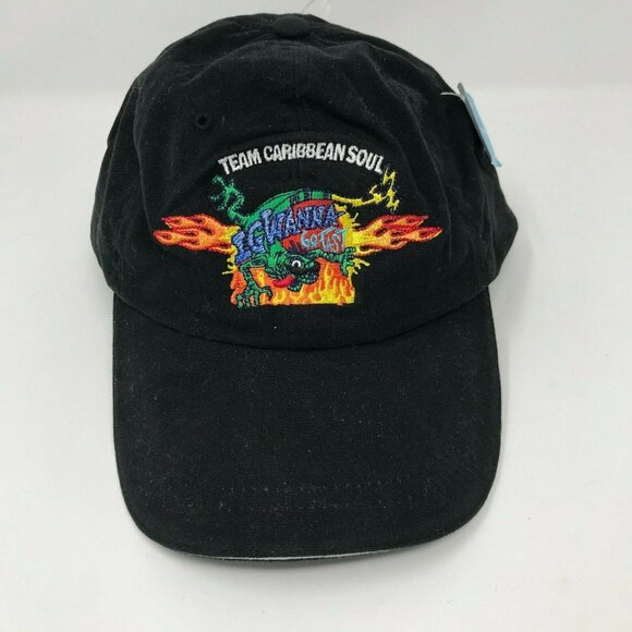 Team Caribbean Soul Baseball Hat Cap Igwanna Go Fast Black Embroidered NWT - Picture 1 of 5